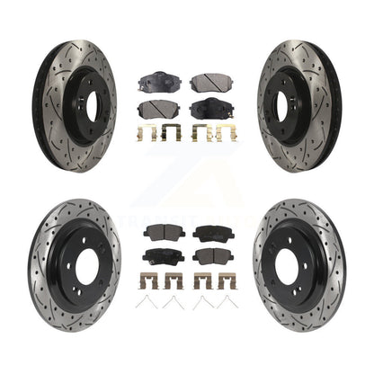 [Avant + Arrière] Kit de disque (percé rainuré revêtu) et plaquette (semi-métallique) de frein pour 2016 Kia Soul EV From Chassis VIN #160921 KDF-101029