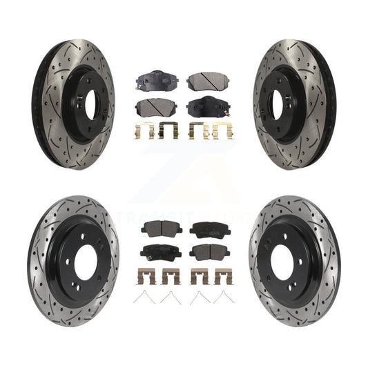 [Avant + Arrière] Kit de disque (percé rainuré revêtu) et plaquette (semi-métallique) de frein pour 2016 Kia Soul EV From Chassis VIN #160921 KDF-101029