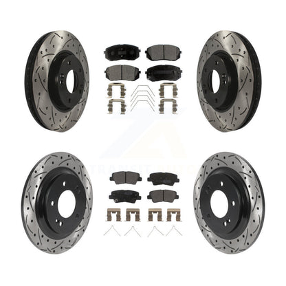 [Avant + Arrière] Kit de disque (percé rainuré revêtu) et plaquette (semi-métallique) de frein pour 2017-2018 Kia Soul EV KDF-101030