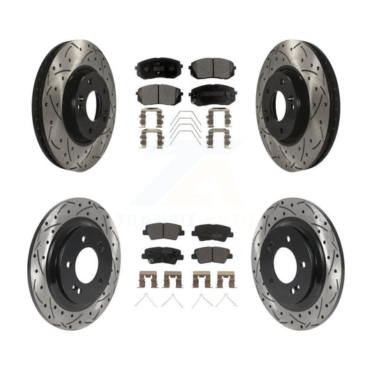 [Avant + Arrière] Kit de disque (percé rainuré revêtu) et plaquette (semi-métallique) de frein pour 2017-2018 Kia Soul EV KDF-101030
