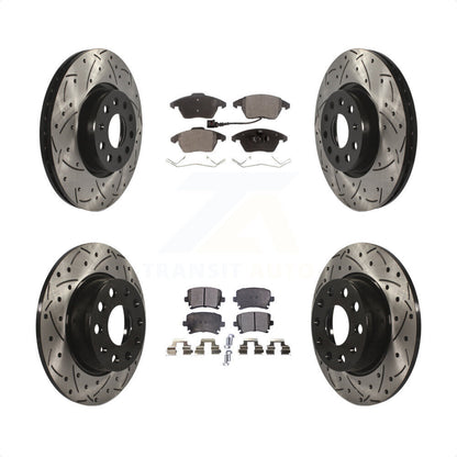 [Avant + Arrière] Kit de disque (percé rainuré revêtu) et plaquette (semi-métallique) de frein pour 2011 Volkswagen GTI KDF-101031 par Transit Auto