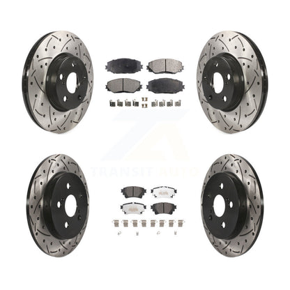 [Avant + Arrière] Kit de disque (percé rainuré revêtu) et plaquette (semi-métallique) de frein pour 2019 Toyota Corolla 1.8L avec Electric Parking KDF-101046