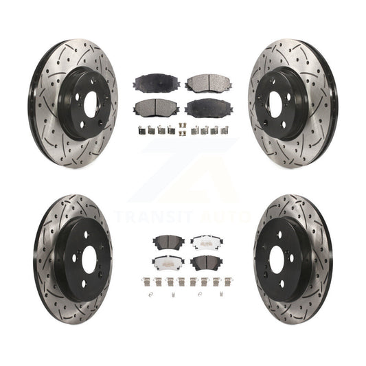 [Avant + Arrière] Kit de disque (percé rainuré revêtu) et plaquette (semi-métallique) de frein pour 2019 Toyota Corolla 1.8L avec Electric Parking KDF-101046