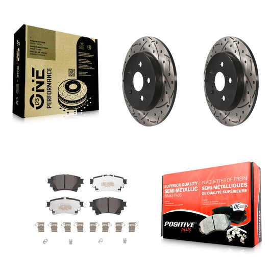[Arrière] Kit de disque (percé rainuré revêtu) et plaquette (semi-métallique) de frein pour 2019 Toyota Corolla 1.8L avec Electric Parking KDF-101054