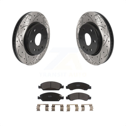 [Avant] Kit de disque (percé rainuré revêtu) et plaquette (semi-métallique) de frein pour 2019 Chevrolet Silverado 1500 LD avec 4 Piston Caliper KDF-101057 par Transit Auto
