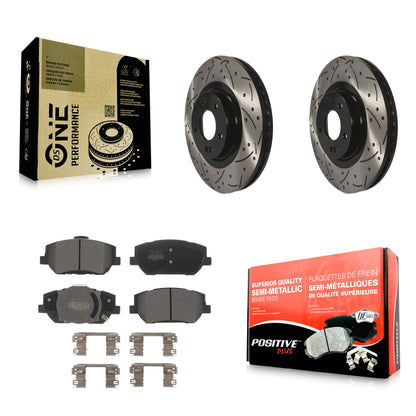 [Avant] Kit de disque (percé rainuré revêtu) et plaquette (semi-métallique) de frein pour 2019-2020 Hyundai Santa Fe KDF-101060
