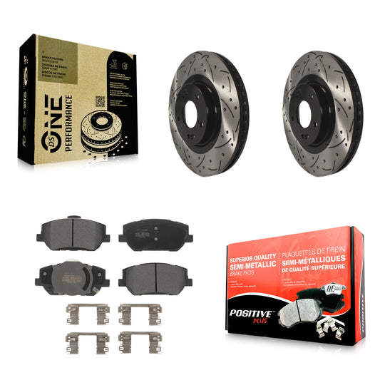 [Avant] Kit de disque (percé rainuré revêtu) et plaquette (semi-métallique) de frein pour 2019-2020 Hyundai Santa Fe KDF-101060