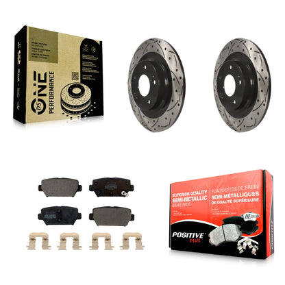 [Arrière] Kit de disque (percé rainuré revêtu) et plaquette (semi-métallique) de frein pour Mitsubishi Eclipse Cross avec Manual Parking KDF-101073