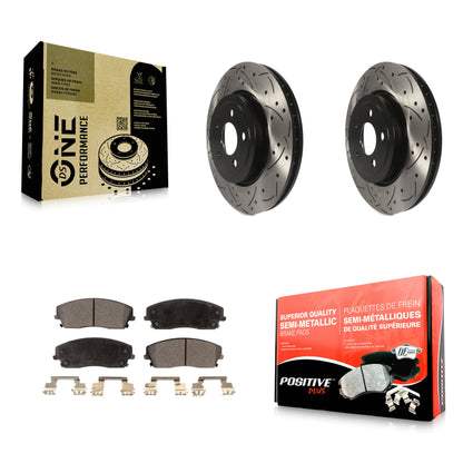 [Avant] Kit de disque (percé rainuré revêtu) et plaquette (semi-métallique) de frein pour 2015-2018 Dodge Charger RWD avec 3.6L avec 345mm Diameter Rotor KDF-101077