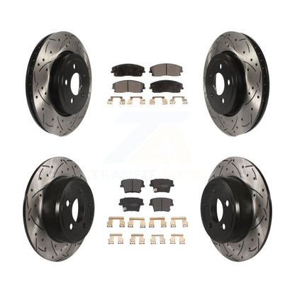 [Avant + Arrière] Kit de disque (percé rainuré revêtu) et plaquette (semi-métallique) de frein pour 2015-2018 Dodge Charger RWD avec 3.6L avec 345mm Diameter Rotor KDF-101078