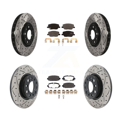 [Avant + Arrière] Kit de disque (percé rainuré revêtu) et plaquette (semi-métallique) de frein pour Jeep Compass KDF-101081