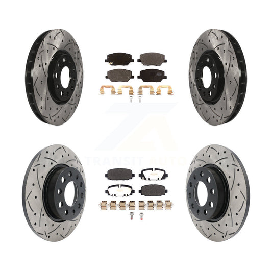[Avant + Arrière] Kit de disque (percé rainuré revêtu) et plaquette (semi-métallique) de frein pour Jeep Compass KDF-101081