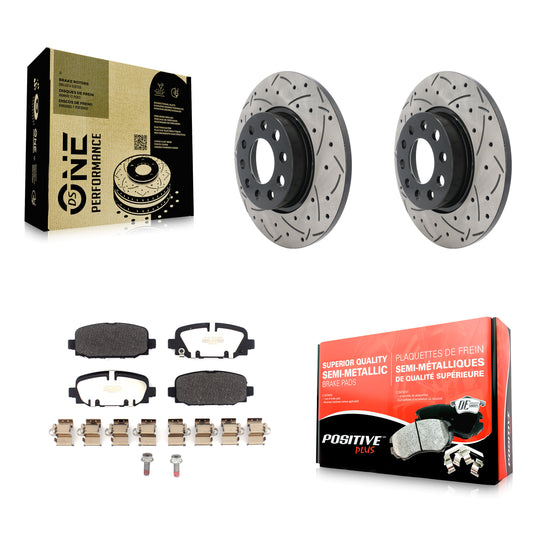 [Arrière] Kit de disque (percé rainuré revêtu) et plaquette (semi-métallique) de frein pour Jeep Compass KDF-101084