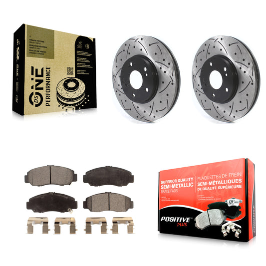 [Avant] Kit de disque (percé rainuré revêtu) et plaquette (semi-métallique) de frein pour Honda Accord KDF-101086