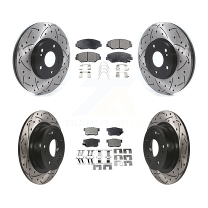 [Avant + Arrière] Kit de disque (percé rainuré revêtu) et plaquette (semi-métallique) de frein pour 2005 Honda Accord Hybrid avec 3.0L KDF-101089