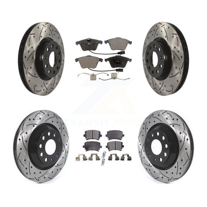 [Avant + Arrière] Kit de disque (percé rainuré revêtu) et plaquette (semi-métallique) de frein pour Volkswagen CC KDF-101090