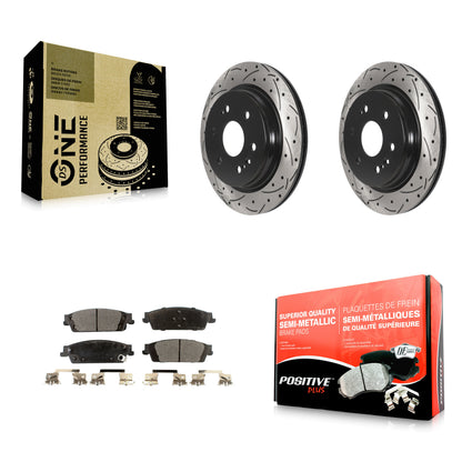 [Arrière] Kit de disque (percé rainuré revêtu) et plaquette (semi-métallique) de frein pour 2019 Chevrolet Silverado 1500 LD GMC Sierra Limited avec Electric Parking KDF-101091