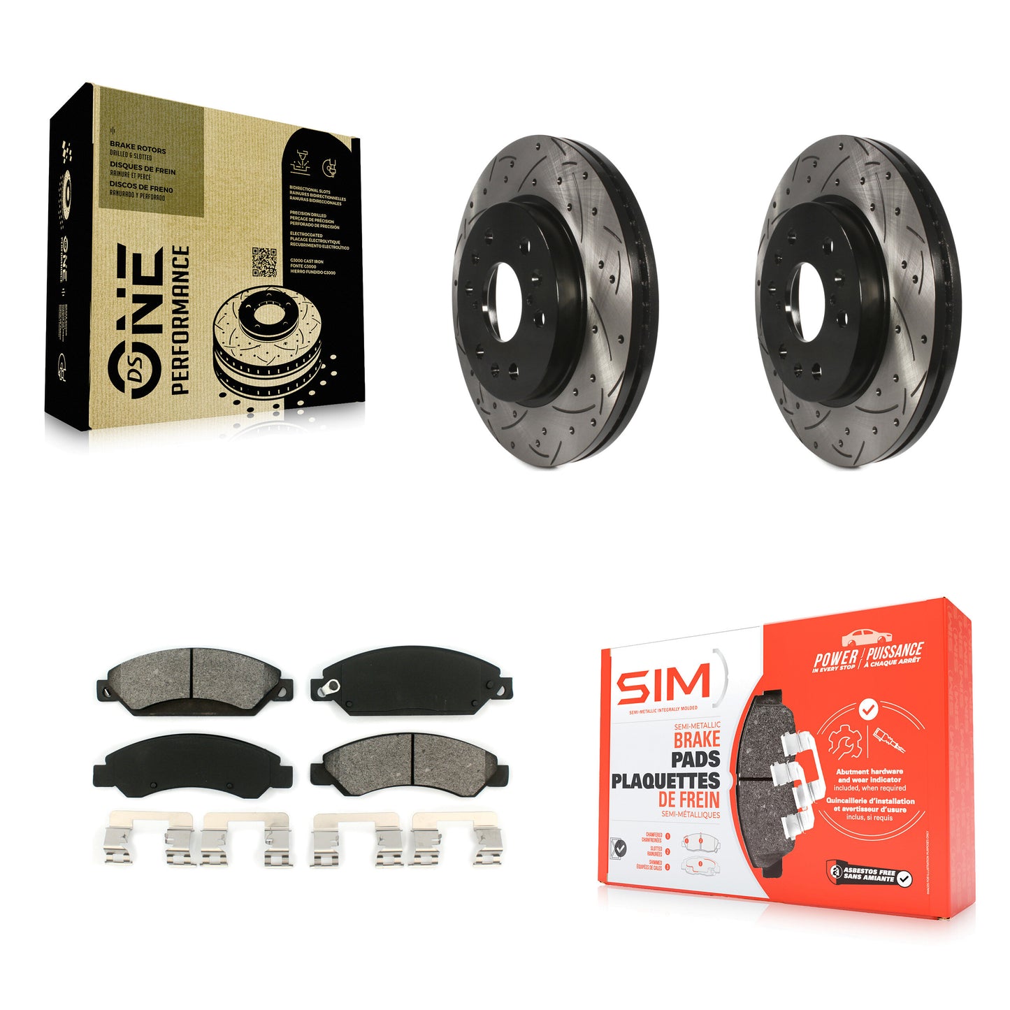 [Avant] Kit de disque (percé rainuré revêtu) et plaquette (semi-métallique) de frein pour 2007 Chevrolet Tahoe GMC Suburban 1500 Yukon Cadillac Avalanche XL Escalade ESV EXT KDS-100002