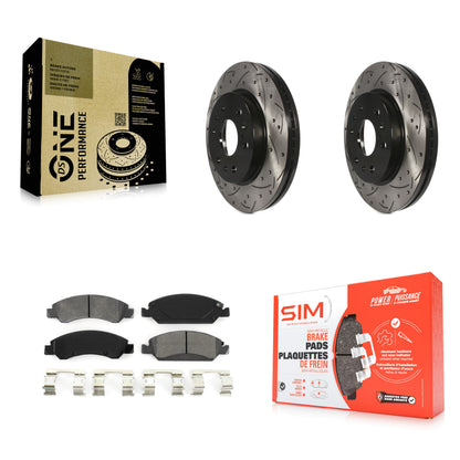 [Avant] Kit de disque (percé rainuré) et plaquette (semi-métallique) de frein pour Chevrolet Silverado 1500 GMC Sierra Tahoe Cadillac Yukon Suburban Escalade XL Classic XTS Avalanche ESV Express LD EXT KDS-100003