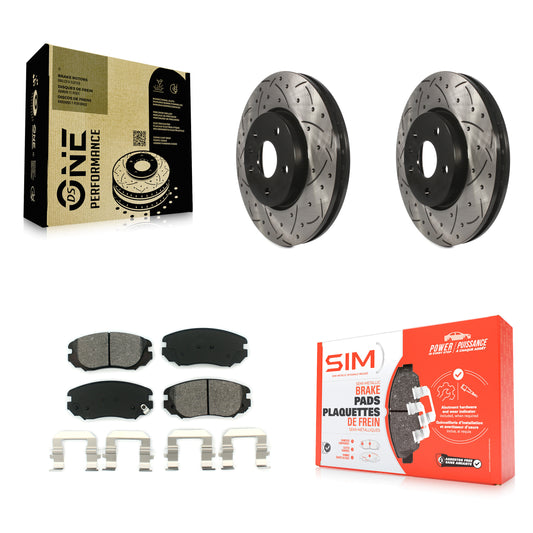 [Avant] Kit de disque (percé rainuré revêtu) et plaquette (semi-métallique) de frein pour Chevrolet Equinox GMC Terrain Malibu Buick Impala LaCrosse Regal Limited Allure KDS-100005
