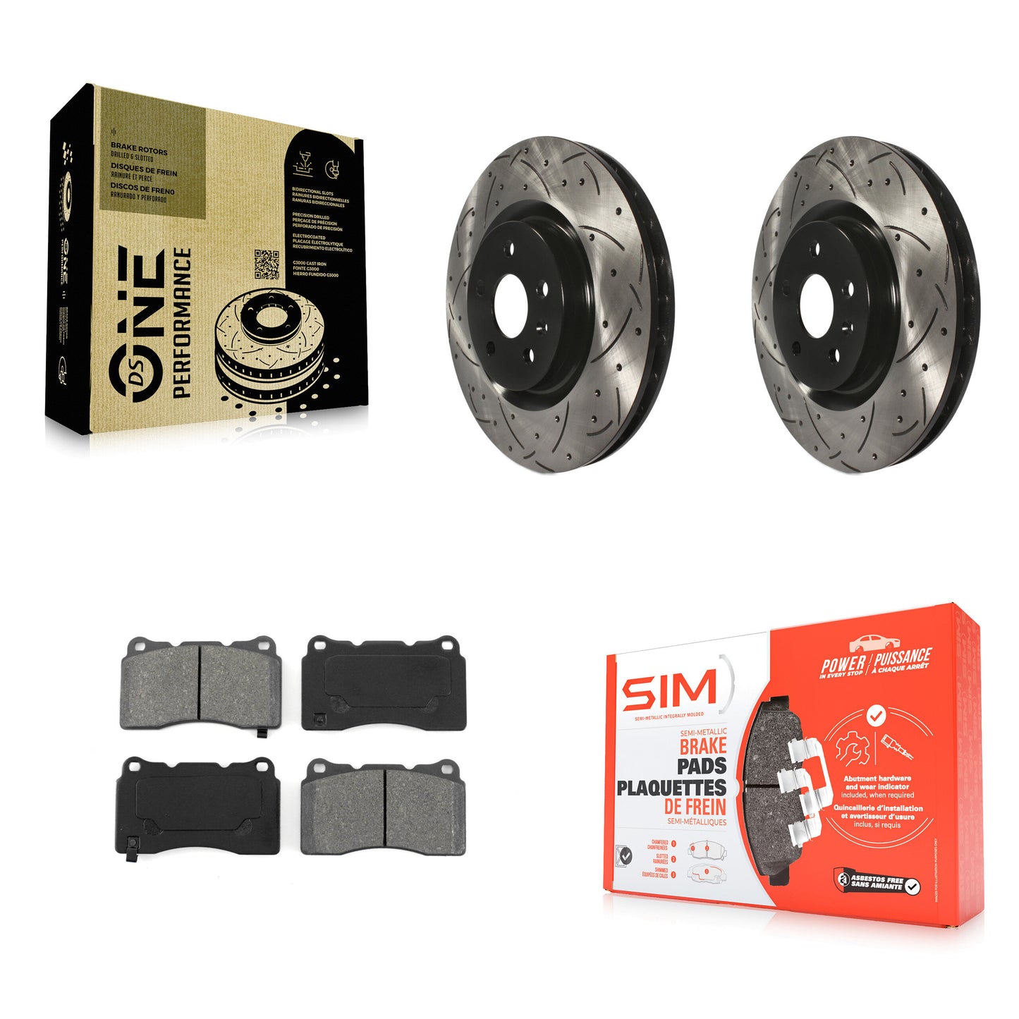 [Avant] Kit de disque (percé rainuré revêtu) et plaquette (semi-métallique) de frein pour Buick Regal Pontiac G8 KDS-100006