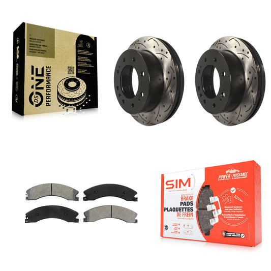 [Avant] Kit de disque (percé rainuré revêtu) et plaquette (semi-métallique) de frein pour Chevrolet Silverado 2500 HD GMC Sierra 3500 Suburban KDS-100009