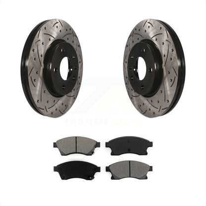 [Avant] Kit de disque (percé rainuré revêtu) et plaquette (semi-métallique) de frein pour Chevrolet Cruze Buick Verano Volt Orlando KDS-100010 par Transit Auto