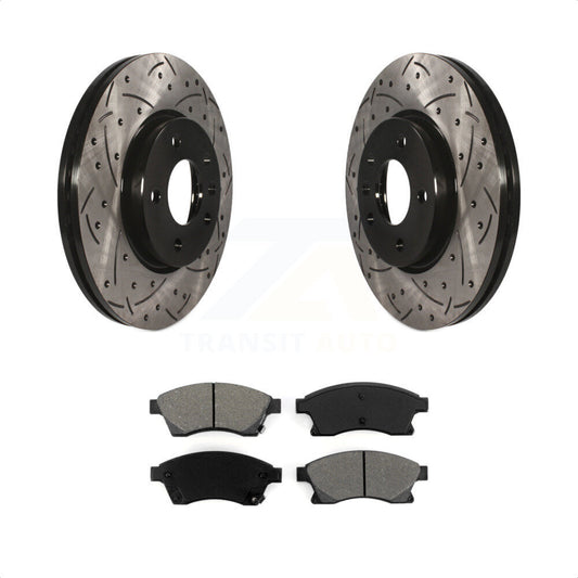 [Avant] Kit de disque (percé rainuré revêtu) et plaquette (semi-métallique) de frein pour Chevrolet Cruze Buick Verano Volt Orlando KDS-100010 par Transit Auto