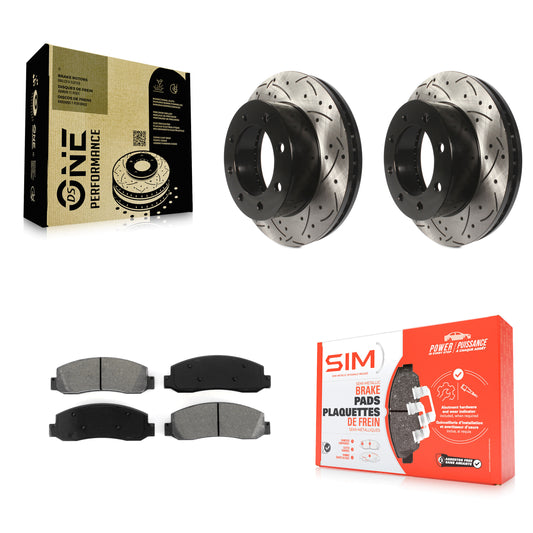 [Avant] Kit de disque (percé rainuré revêtu) et plaquette (semi-métallique) de frein pour Ford F-250 Super Duty F-350 KDS-100011