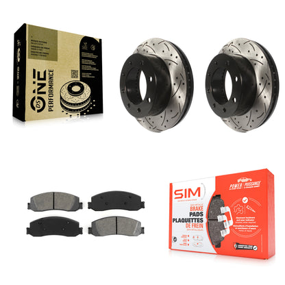 [Avant] Kit de disque (percé rainuré revêtu) et plaquette (semi-métallique) de frein pour Ford F-350 Super Duty F-250 4WD KDS-100012