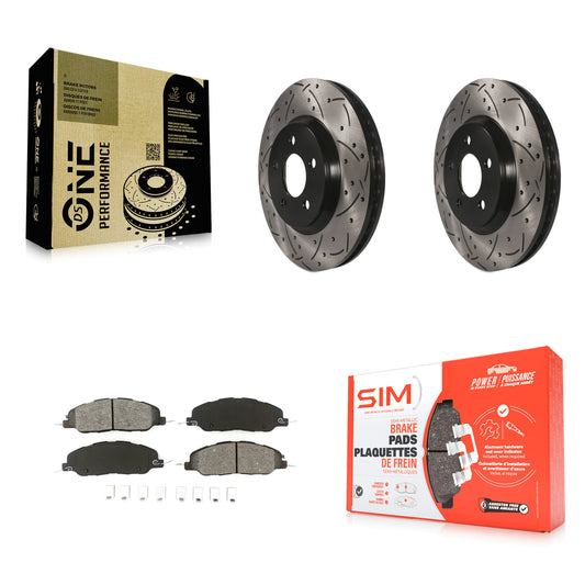 [Avant] Kit de disque (percé rainuré revêtu) et plaquette (semi-métallique) de frein pour Ford Mustang KDS-100016