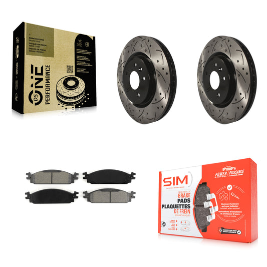 [Avant] Kit de disque (percé rainuré revêtu) et plaquette (semi-métallique) de frein pour 2009-2010 Lincoln MKS KDS-100021