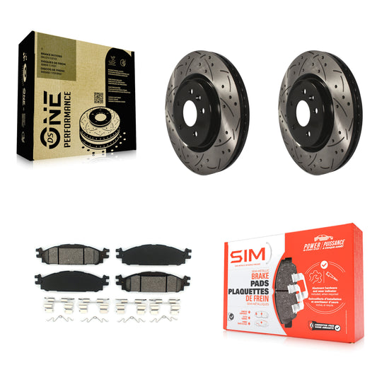 [Avant] Kit de disque (percé rainuré revêtu) et plaquette (semi-métallique) de frein pour Ford Explorer Taurus Flex Lincoln MKT MKS KDS-100022