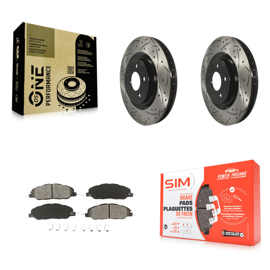 [Avant] Kit de disque (percé rainuré revêtu) et plaquette (semi-métallique) de frein pour Ford Mustang KDS-100025