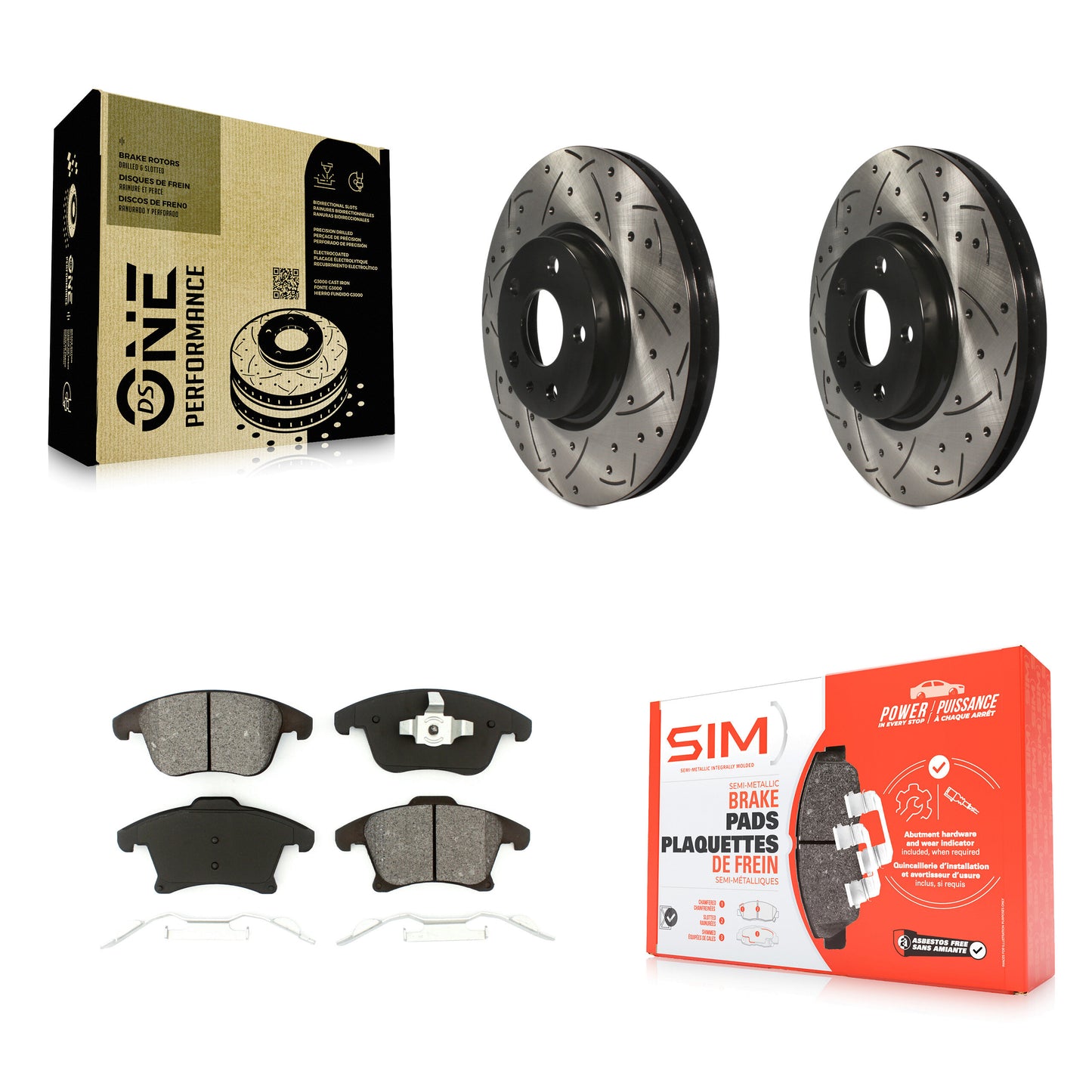 [Avant] Kit de disque (percé rainuré revêtu) et plaquette (semi-métallique) de frein pour Ford Fusion Lincoln MKZ KDS-100028