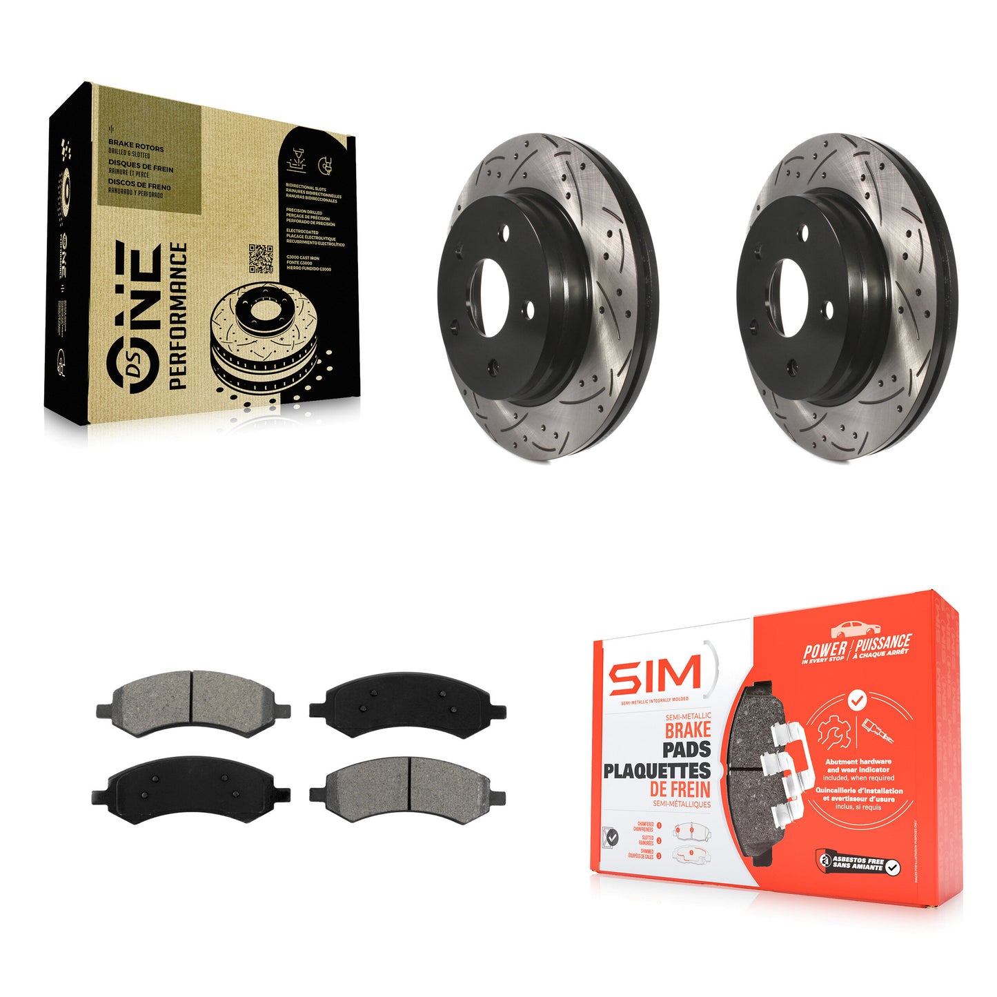 [Avant] Kit de disque (percé rainuré revêtu) et plaquette (semi-métallique) de frein pour Ram 1500 Dodge Classic Durango Chrysler Aspen KDS-100032