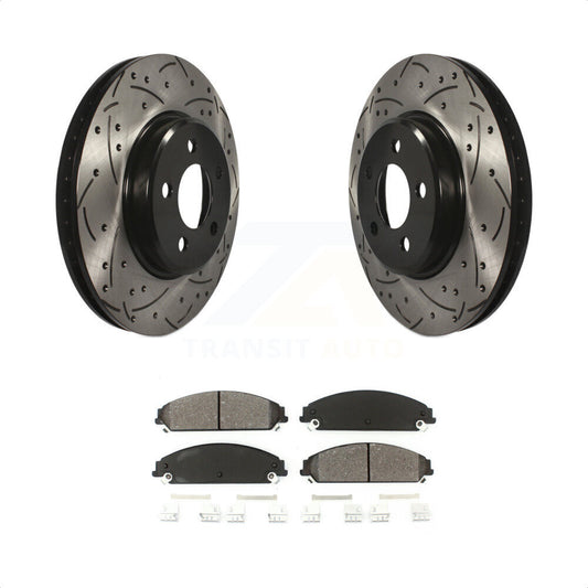 [Avant] Kit de disque (percé rainuré revêtu) et plaquette (semi-métallique) de frein pour Dodge Charger Chrysler 300 Challenger KDS-100035 par Transit Auto