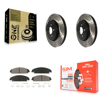 [Avant] Kit de disque (percé rainuré revêtu) et plaquette (semi-métallique) de frein pour Dodge Charger Chrysler 300 Challenger Magnum KDS-100036