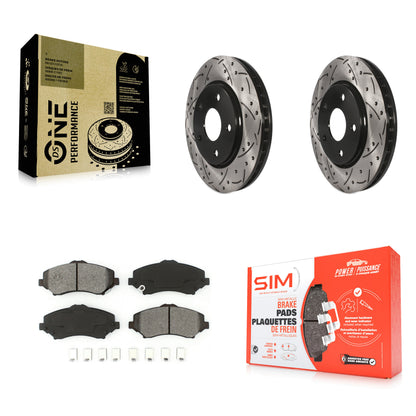 [Avant] Kit de disque (percé rainuré revêtu) et plaquette (semi-métallique) de frein pour Dodge Grand Caravan Chrysler Town & Country Journey Volkswagen Routan Ram C/V KDS-100040
