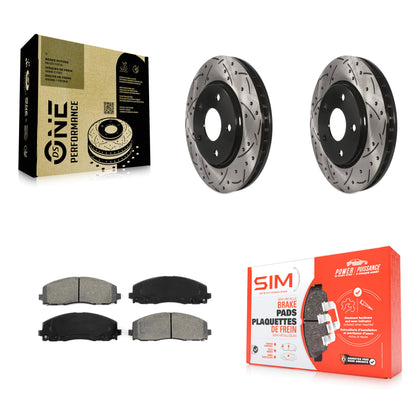 [Avant] Kit de disque (percé rainuré revêtu) et plaquette (semi-métallique) de frein pour 2017-2018 Dodge Grand Caravan avec Single Piston Caliper KDS-100041