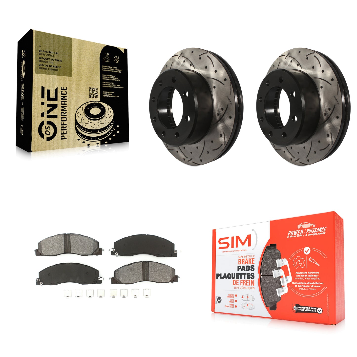 [Avant] Kit de disque (percé rainuré revêtu) et plaquette (semi-métallique) de frein pour Ram 2500 3500 1500 Dodge KDS-100042