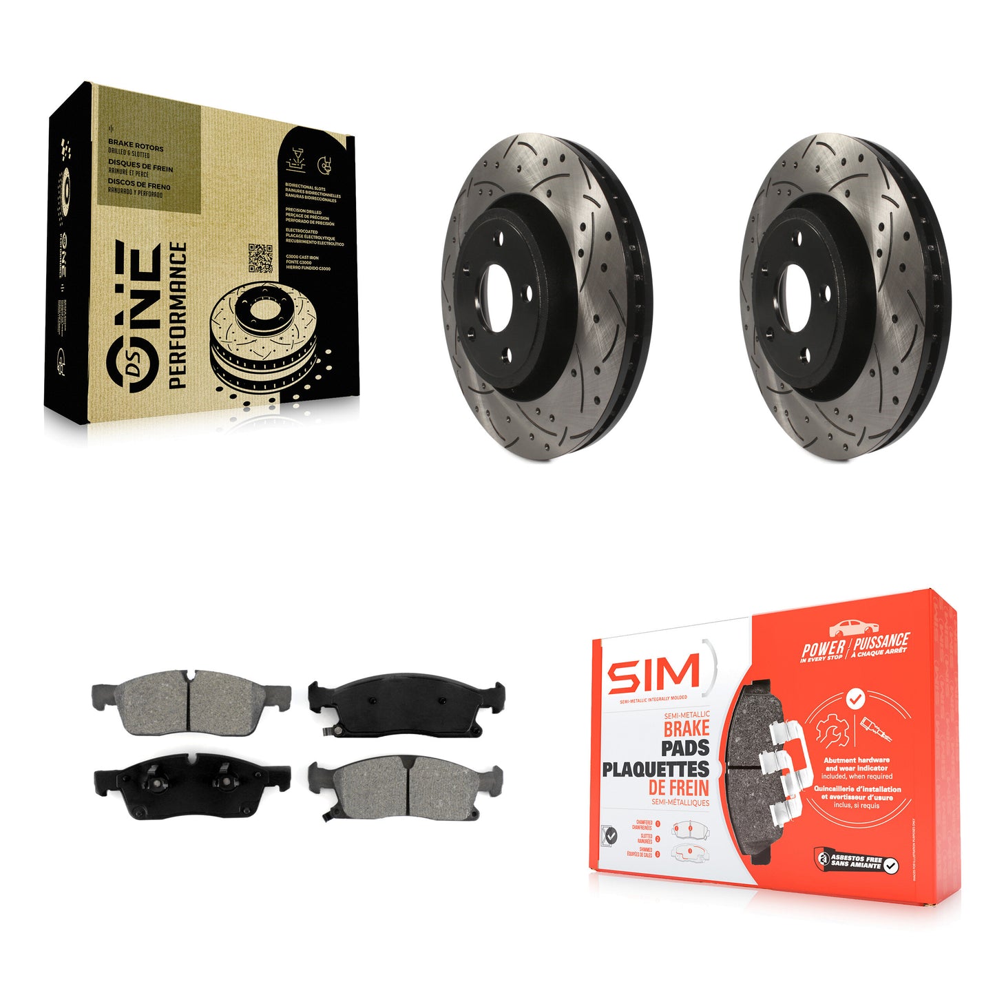 [Avant] Kit de disque (percé rainuré revêtu) et plaquette (semi-métallique) de frein pour Jeep Grand Cherokee Dodge Durango WK KDS-100044