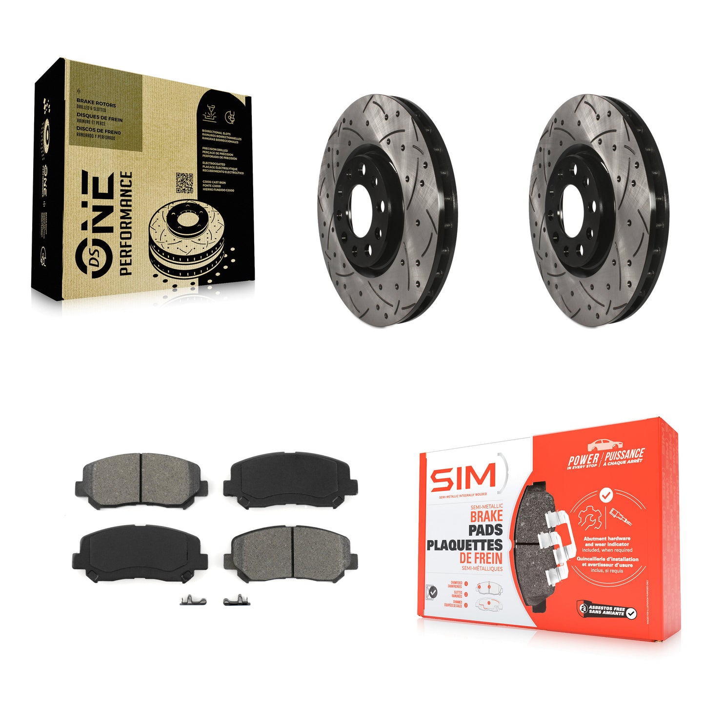[Avant] Kit de disque (percé rainuré revêtu) et plaquette (semi-métallique) de frein pour Dodge Dart Chrysler 200 KDS-100046