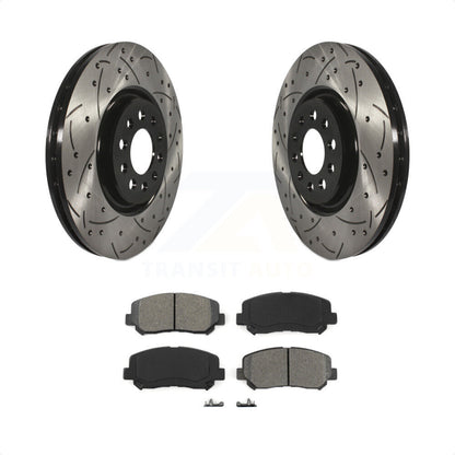 [Avant] Kit de disque (percé rainuré revêtu) et plaquette (semi-métallique) de frein pour 2014-2017 Jeep Cherokee avec Single Piston Caliper KDS-100047 par Transit Auto