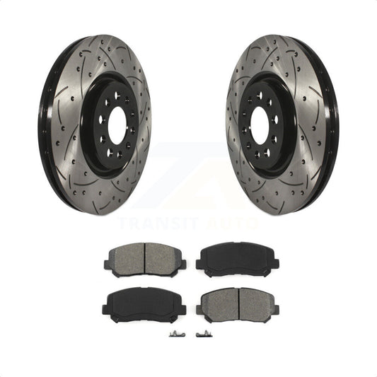 [Avant] Kit de disque (percé rainuré revêtu) et plaquette (semi-métallique) de frein pour 2014-2017 Jeep Cherokee avec Single Piston Caliper KDS-100047 par Transit Auto