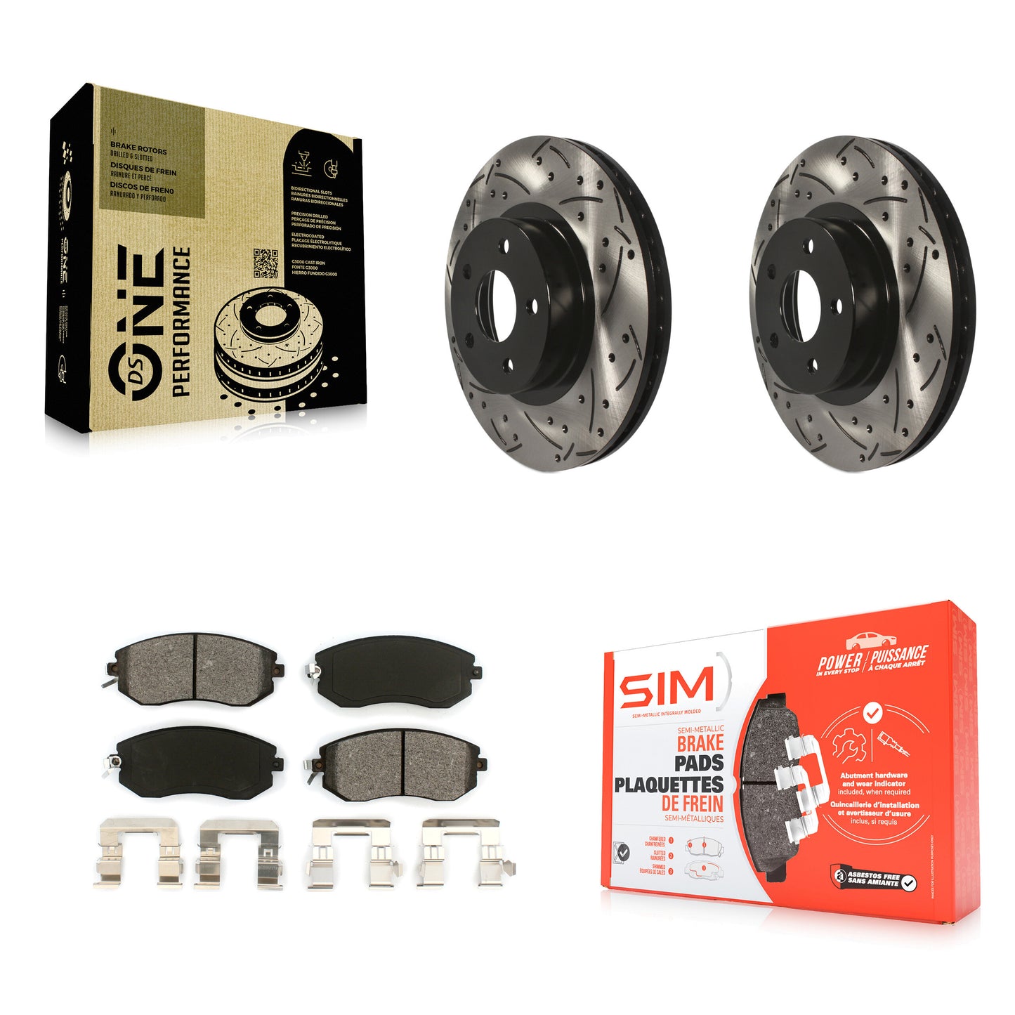 [Avant] Kit de disque (percé rainuré revêtu) et plaquette (semi-métallique) de frein pour Subaru Impreza Scion FR-S BRZ KDS-100048