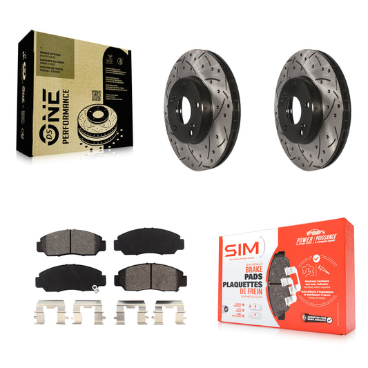 [Avant] Kit de disque (percé rainuré revêtu) et plaquette (semi-métallique) de frein pour Honda Accord Civic Acura CSX KDS-100057