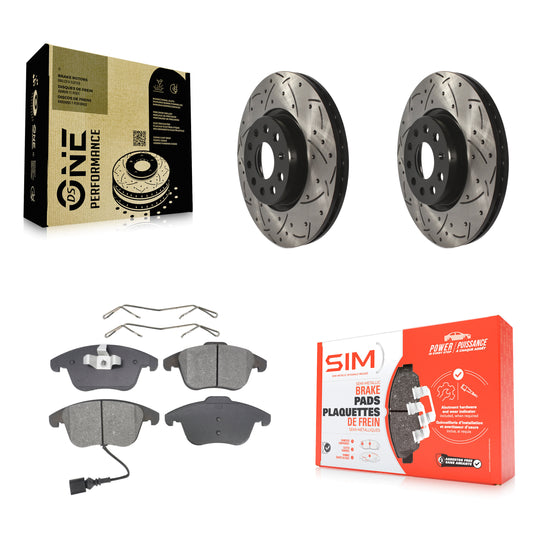 [Avant] Kit de disque (percé rainuré revêtu) et plaquette (semi-métallique) de frein pour Volkswagen Passat Tiguan Audi Q3 Quattro Limited KDS-100072