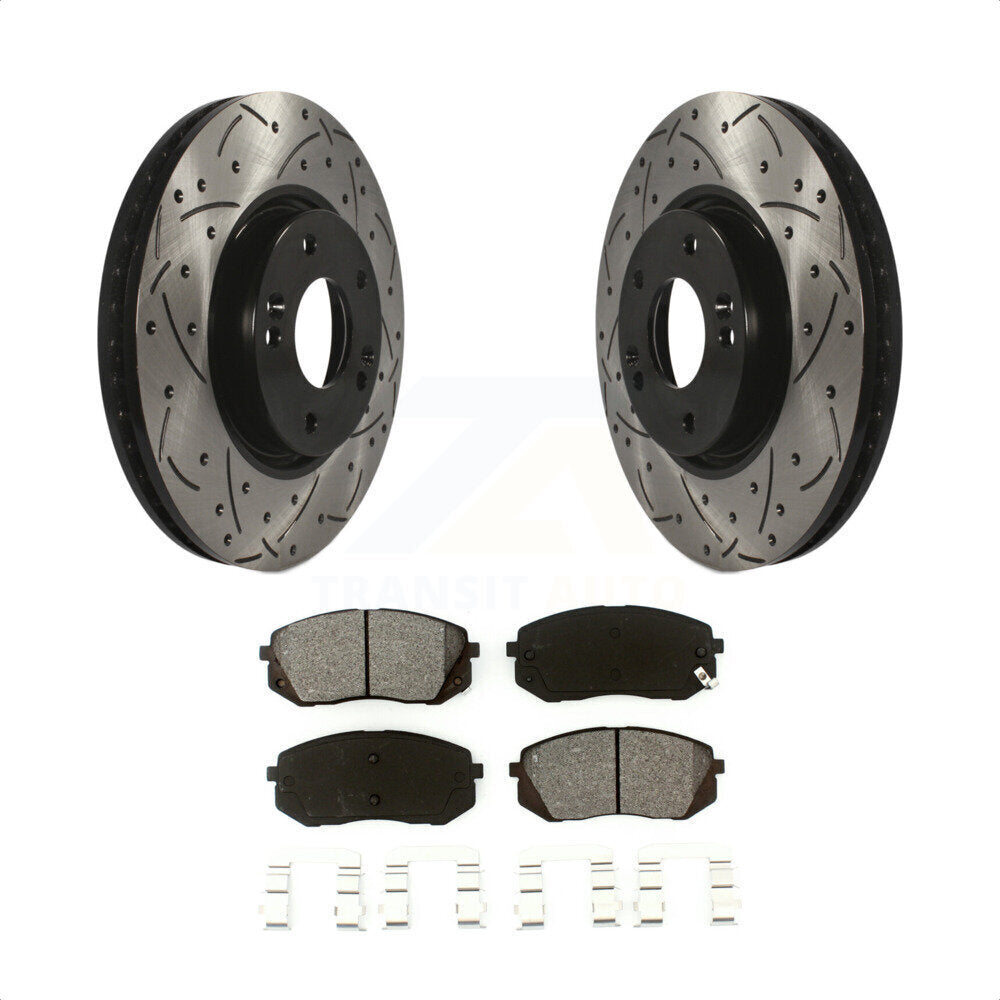 [Avant] Kit de disque (percé rainuré revêtu) et plaquette (semi-métallique) de frein pour Hyundai Tucson Kia Sportage Soul EV KDS-100076 par Transit Auto