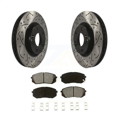 [Avant] Kit de disque (percé rainuré revêtu) et plaquette (semi-métallique) de frein pour Hyundai Tucson Kia Sportage Soul EV KDS-100076 par Transit Auto